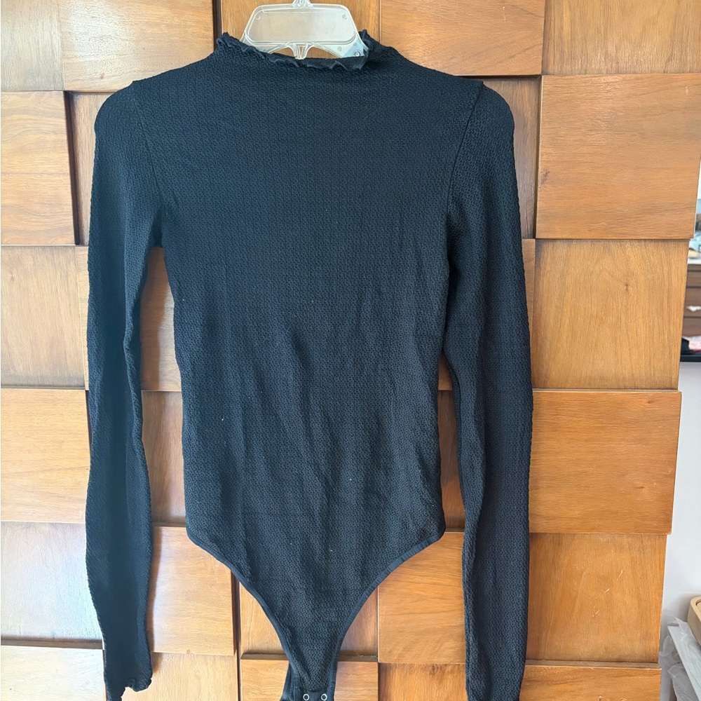 Free People Black long sleeve bodysuit